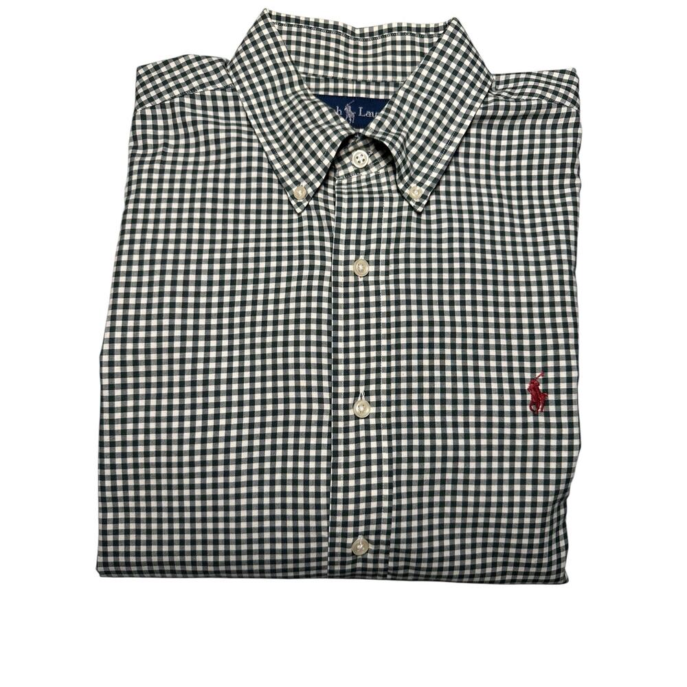 Polo Ralph Lauren Men’s Classic Fit Green/White Gingham Button Down Shirt Large